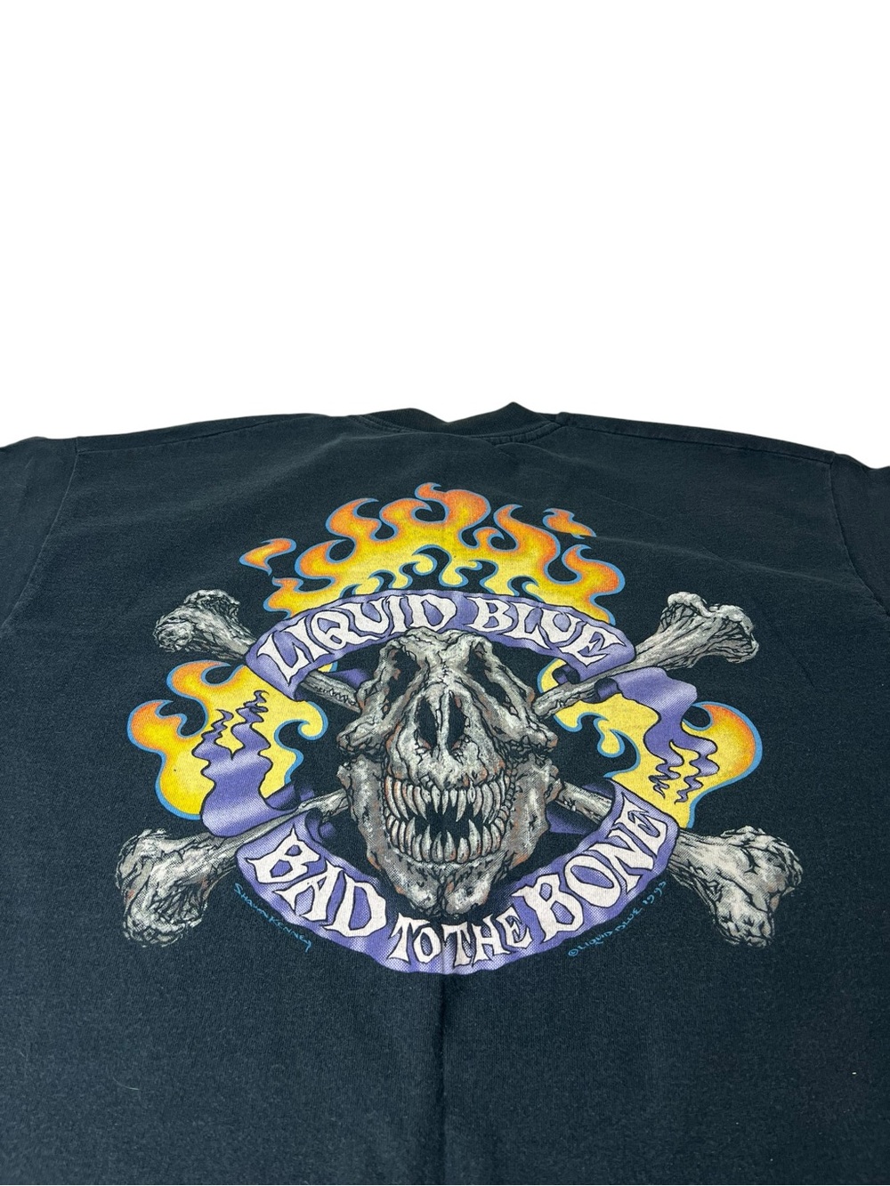 Liquid Blue VTG 90’s (1993) “Bad To The Bone” T-Rex Riding a Motorcycle XL Tee - Picture 10 of 13
